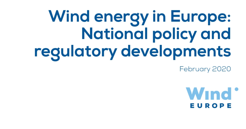 Wind energy in Europe: National Policy and Regulatory Developments (WindEurope, 2020)