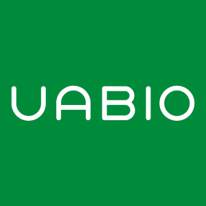 Логотип UABIO: напис на зеленому тлі