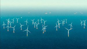 Floating wind turbines in the ocean