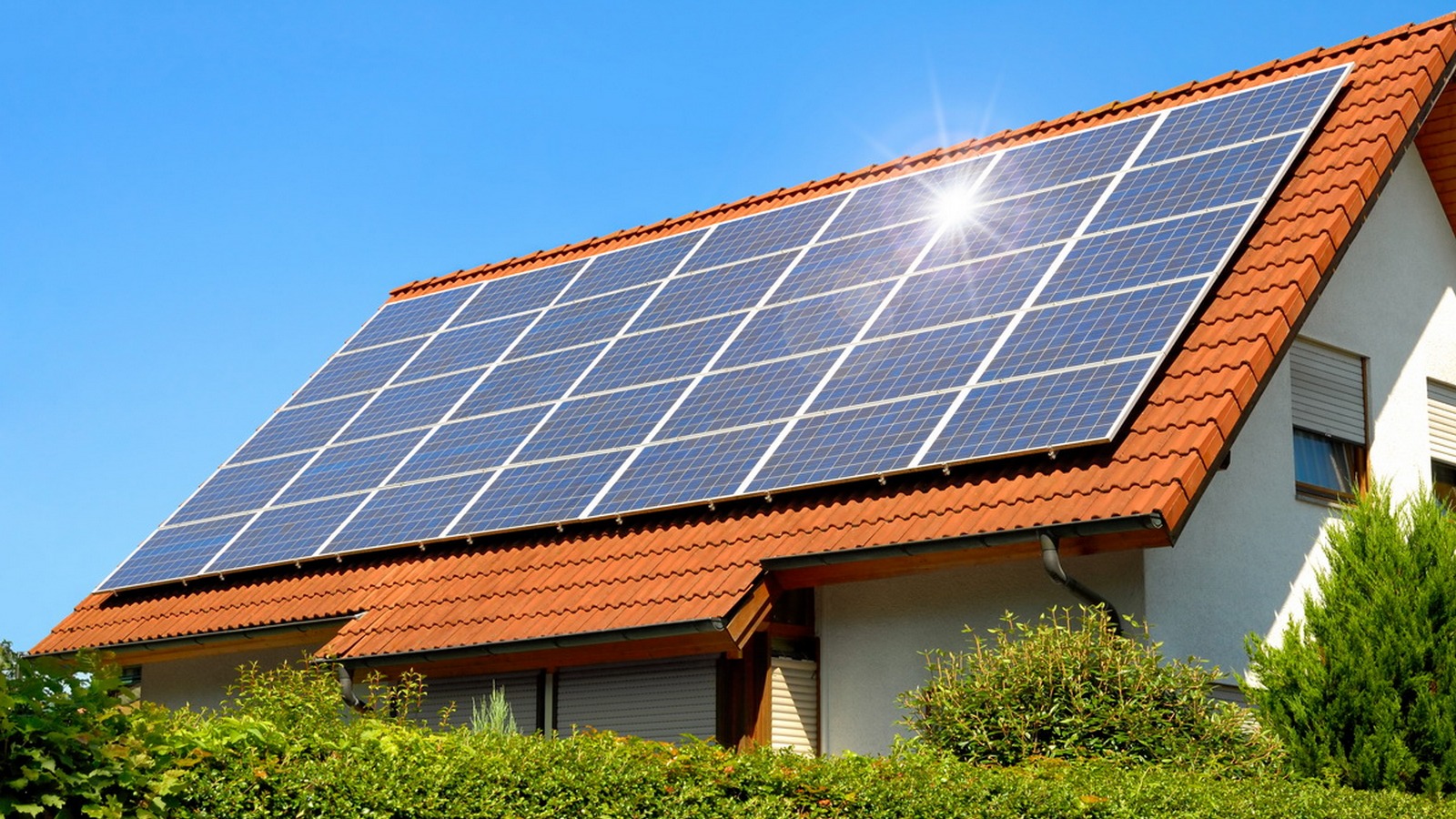 Solar panels on the roof