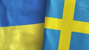 Ukrainian and Swedish flags